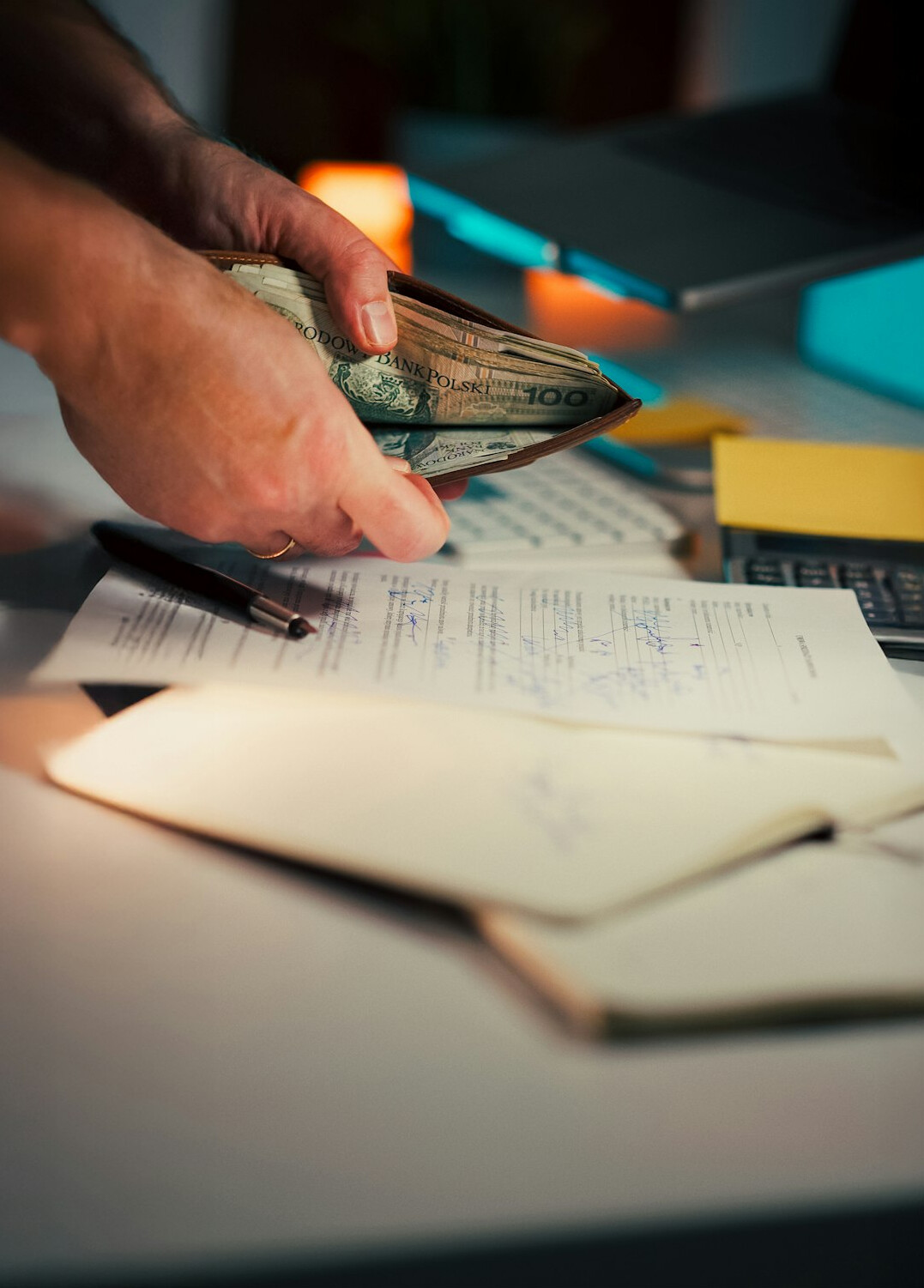 person checking bills
